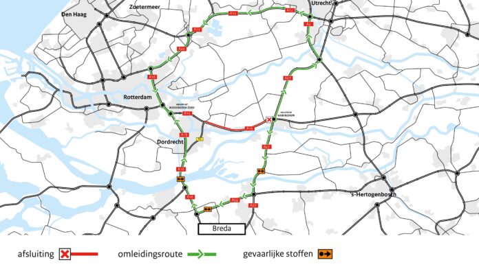 Omleidingskaartje_A15 weekendafsluiting