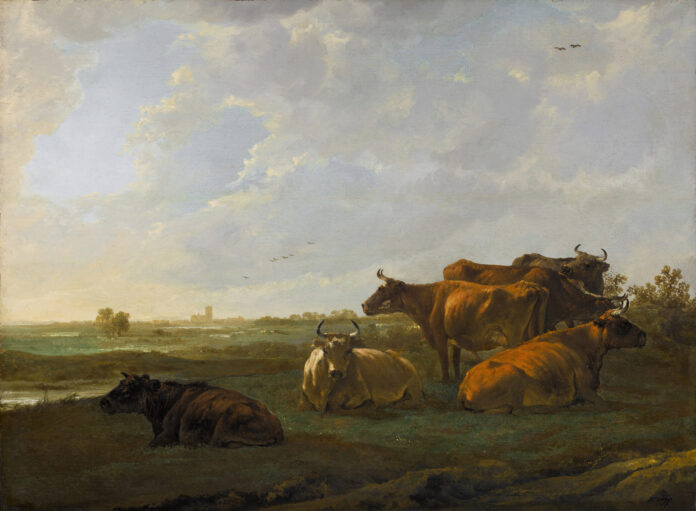 Landschap met zes koeien