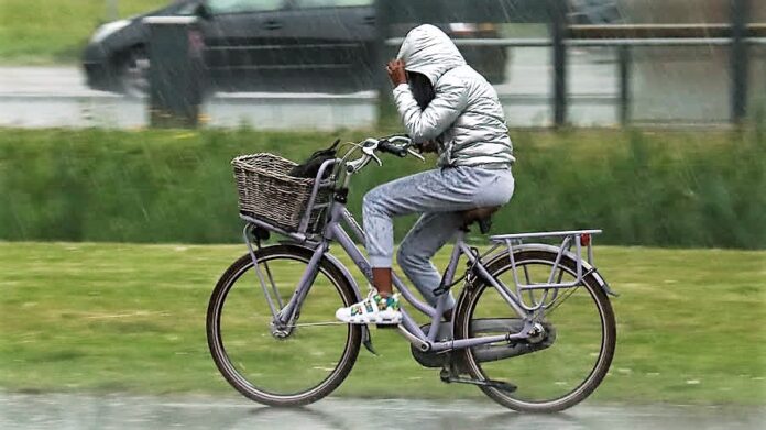 fietser in regen corrado francke