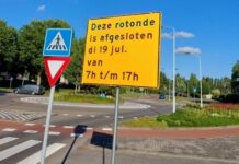Rotonde blijft langer afgesloten door hitte