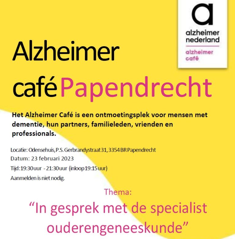 Alzheimercafé ‘in gesprek met de specialist ouderengeneeskunde’