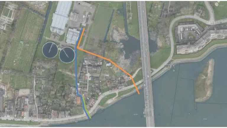 Wegomleiding om oude afvoerbuis te verwijderen