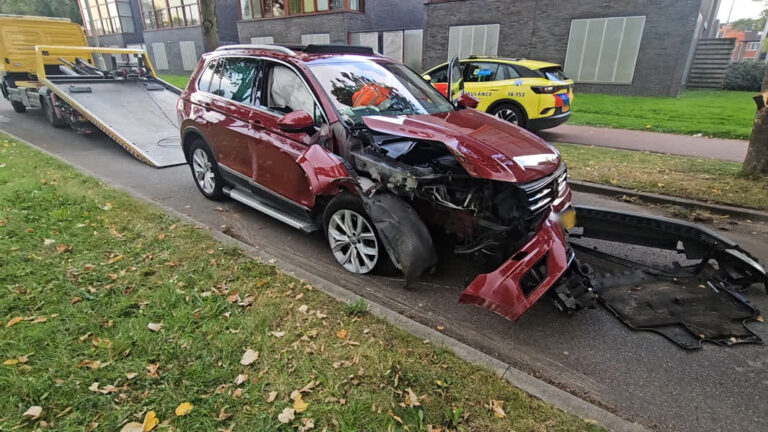 Flinke crash: automobilist ramt boom op Veerweg