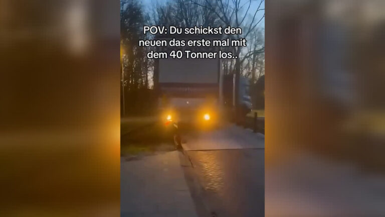 Trucker die brug aan gort reed gaat viral in Duitsland: ‘Florian pass auf!’