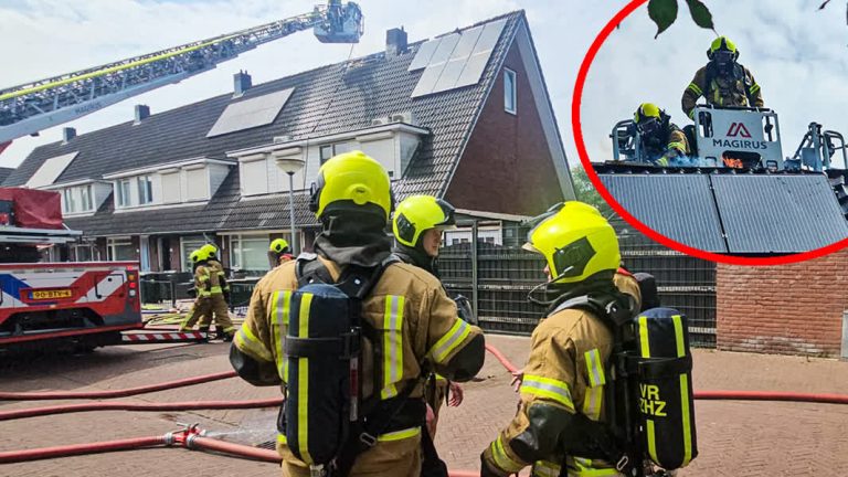 Grote brand in dak van huizen Fregatstraat in Dordrecht (Video)