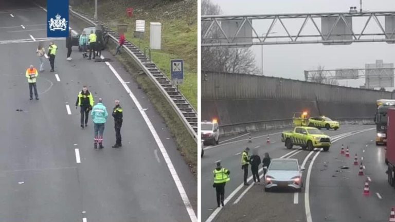 Drechttunnel deels dicht en lange file na botsing meerdere auto’s en vrachtwagen