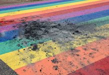Regenboogzebrapad in Dordrecht opnieuw vernield: ‘Wij nemen dit vandalisme serieus’