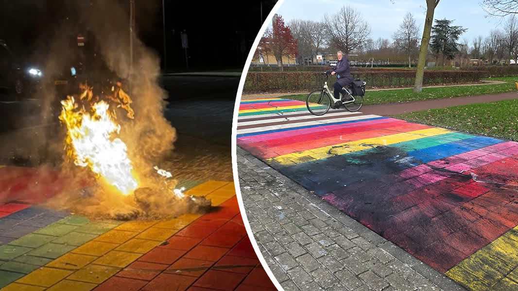 Regenboogpad opnieuw vernield, dit keer door brand