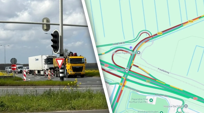 Afgesloten rijstrook bij oprit N214 naar N3 weer open na herstel verzakking