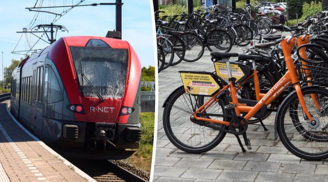 Zonder fiets de trein in tijdens brugsluiting, wel zee aan deelfietsen: ‘830 in de regio’ (Video)