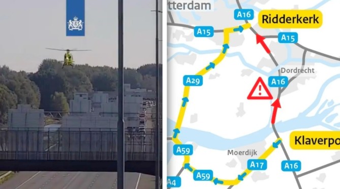 Dode en zwaargewonden na ongeluk op A16, weg deels dicht